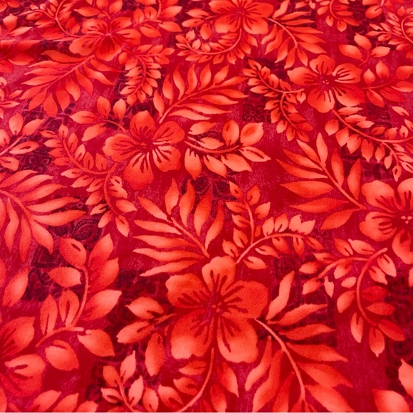 Women’s tropical print red pink bathing suit cover-up swimsuit sarong skirt LG - Picture 4 of 4